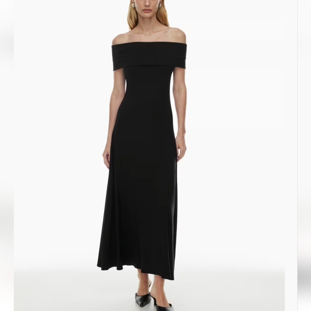 NWT Aritzia Babaton Statuette Off-the-shoulder Drapey Jersey Maxi Dress Size L
